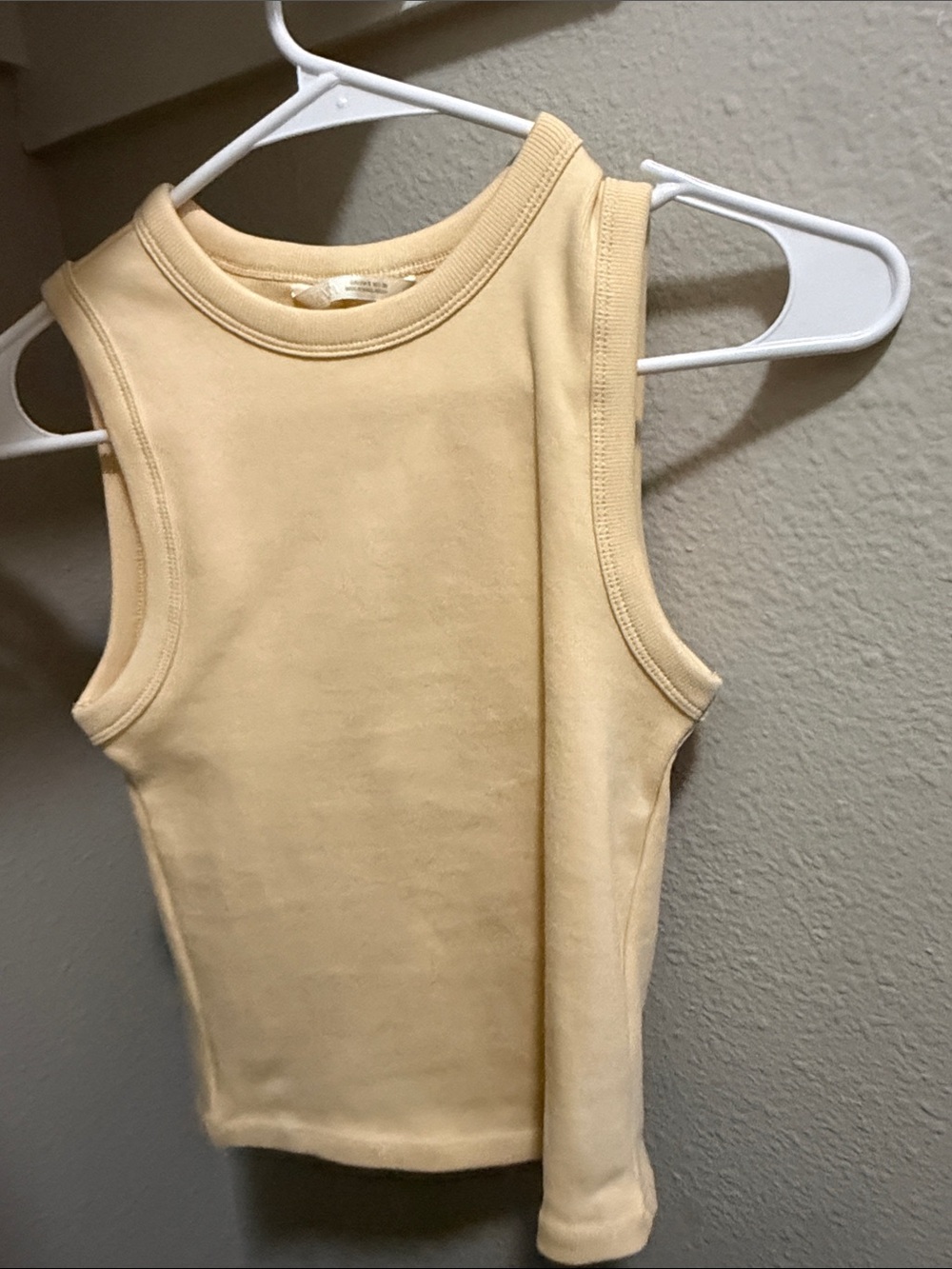 Zara Pale Yellow Ribbed Tank Top
